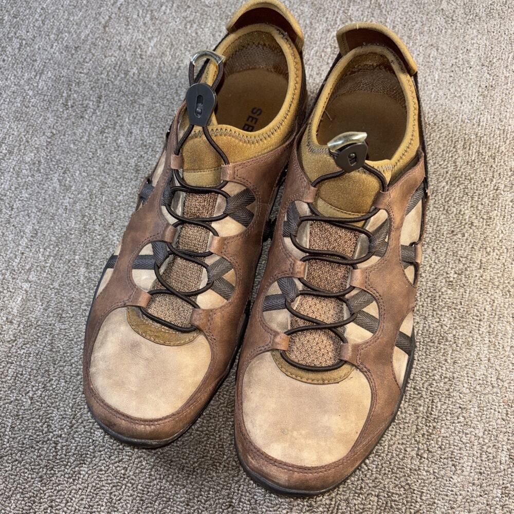 Men’s Sebago Slip On Shoes Low Hiking 11.5 Brown Elastic Ties